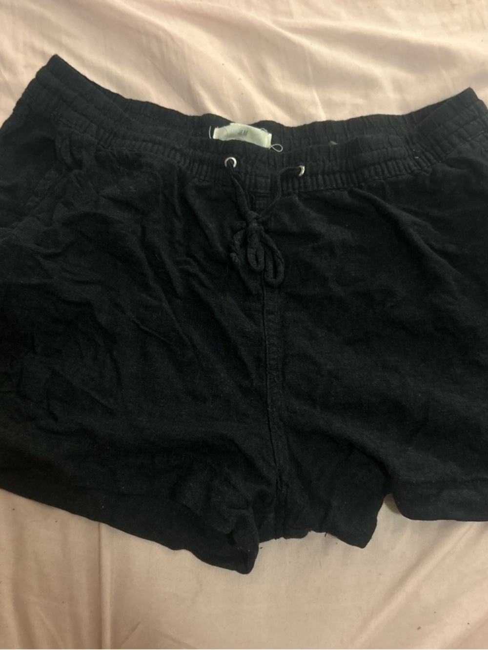 H&M Black Elastic Waist Drawstring Shorts